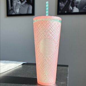 Starbucks Textured Pink and Green Tumbler